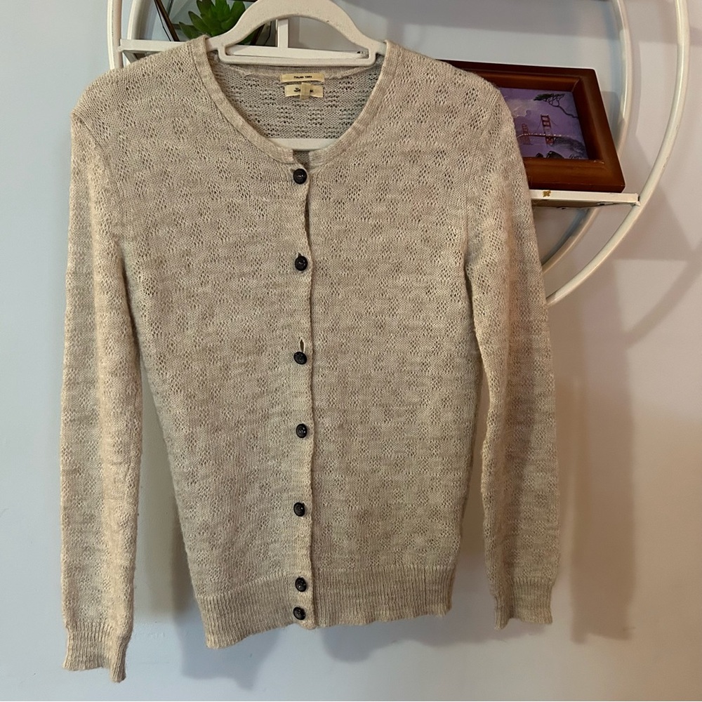 Bellerose Women’s 2 Italian Yarn Alpaca Wool Belgium Gray Grey Cardigan Sweater